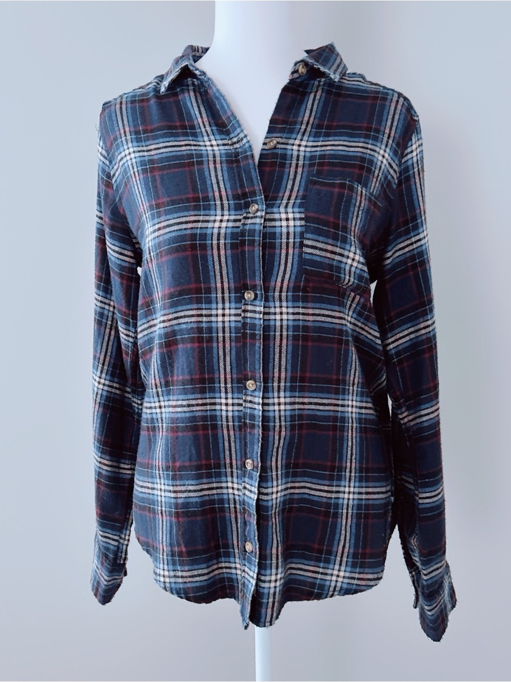 Hollister Women Boyfriend Fit Flannel Button Down Shirt XS